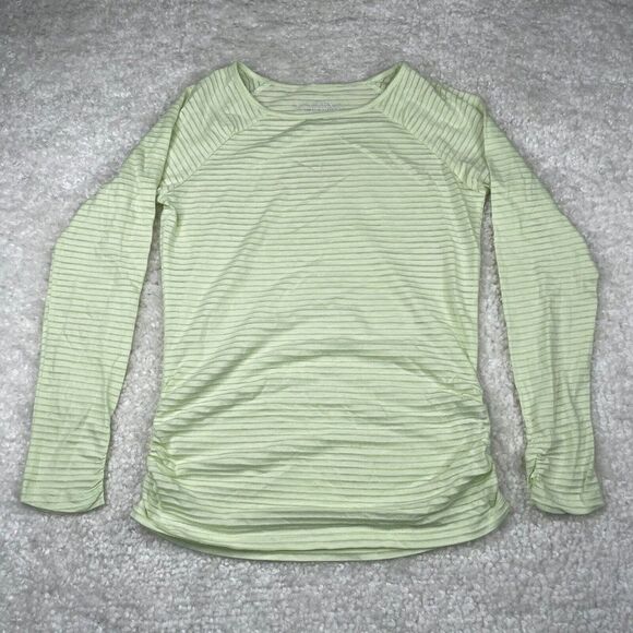 Carve Designs Yellow Stripe Ruched Long Sleeve Shirt - Picture 1 of 8